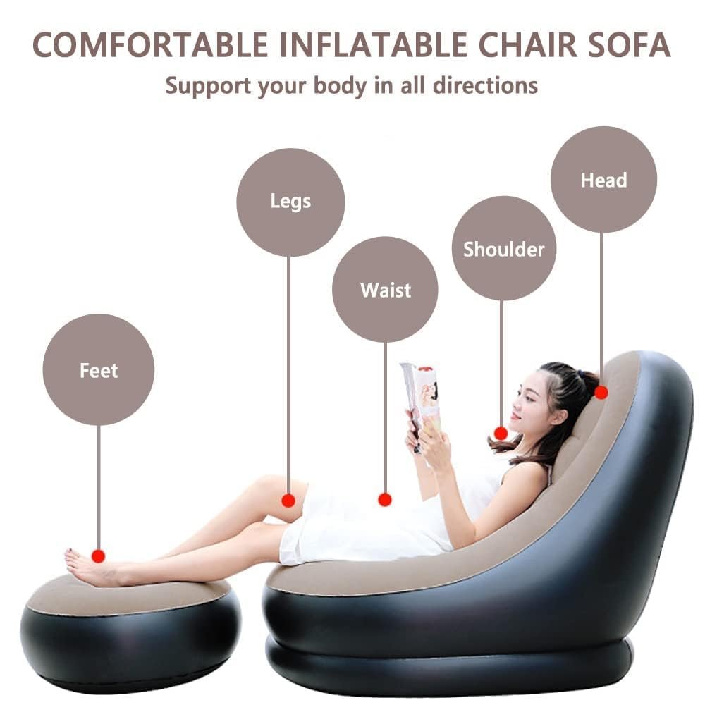 Single Size Inflatable Lounge Chair with Footstool