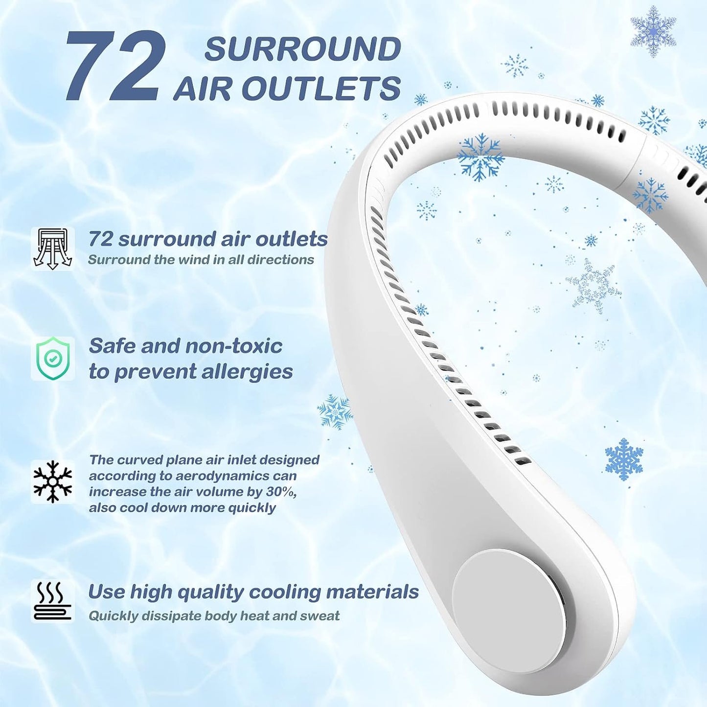 Vaneless Hanging Neck Fan – Model X9 | USB Rechargeable | Hands-Free Wearable Fan