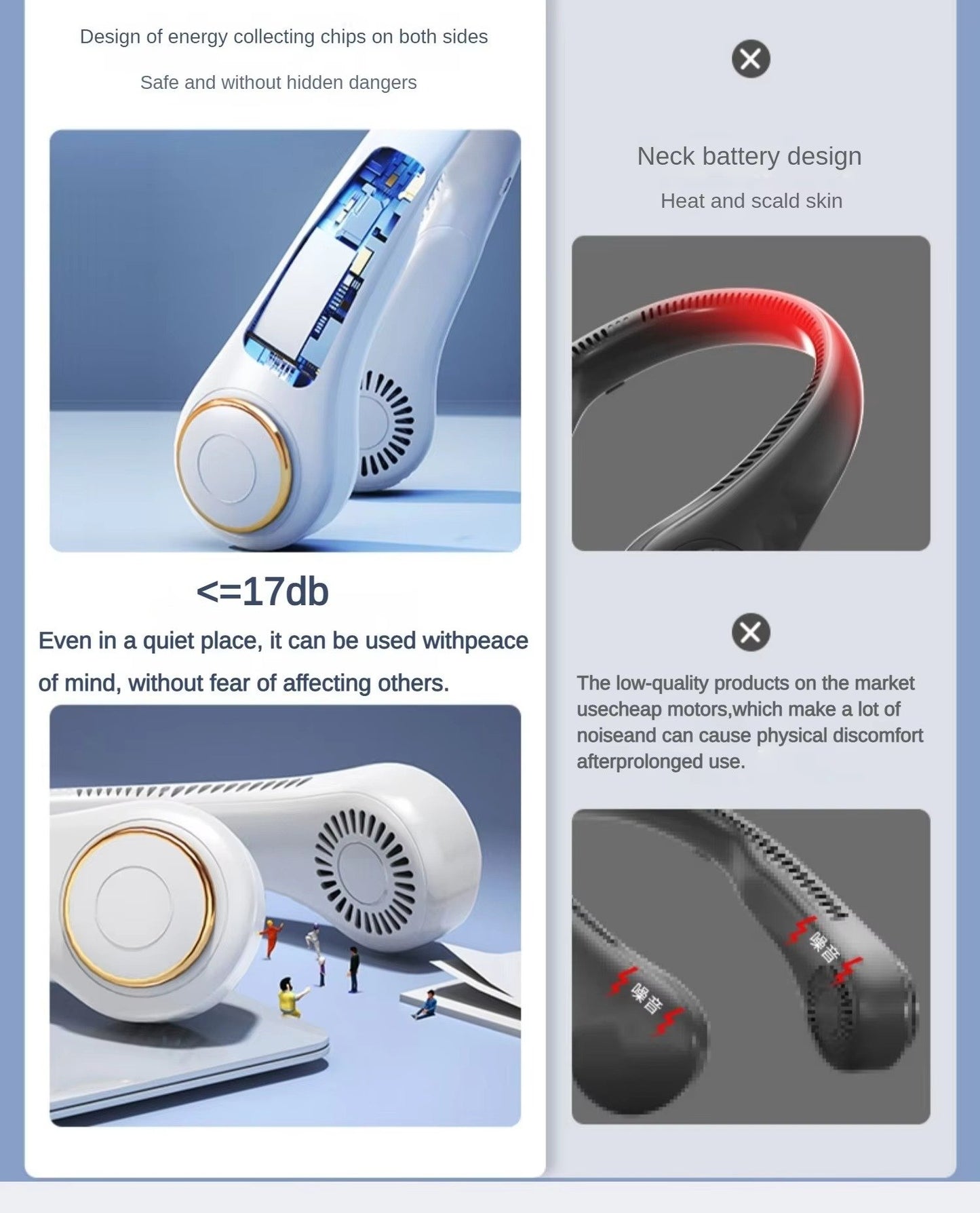 Vaneless Hanging Neck Fan – Model X9 | USB Rechargeable | Hands-Free Wearable Fan