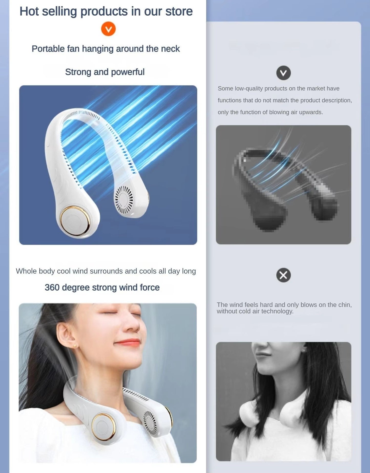 Vaneless Hanging Neck Fan – Model X9 | USB Rechargeable | Hands-Free Wearable Fan