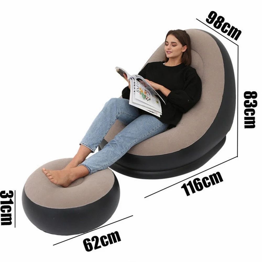 Single Size Inflatable Lounge Chair with Footstool