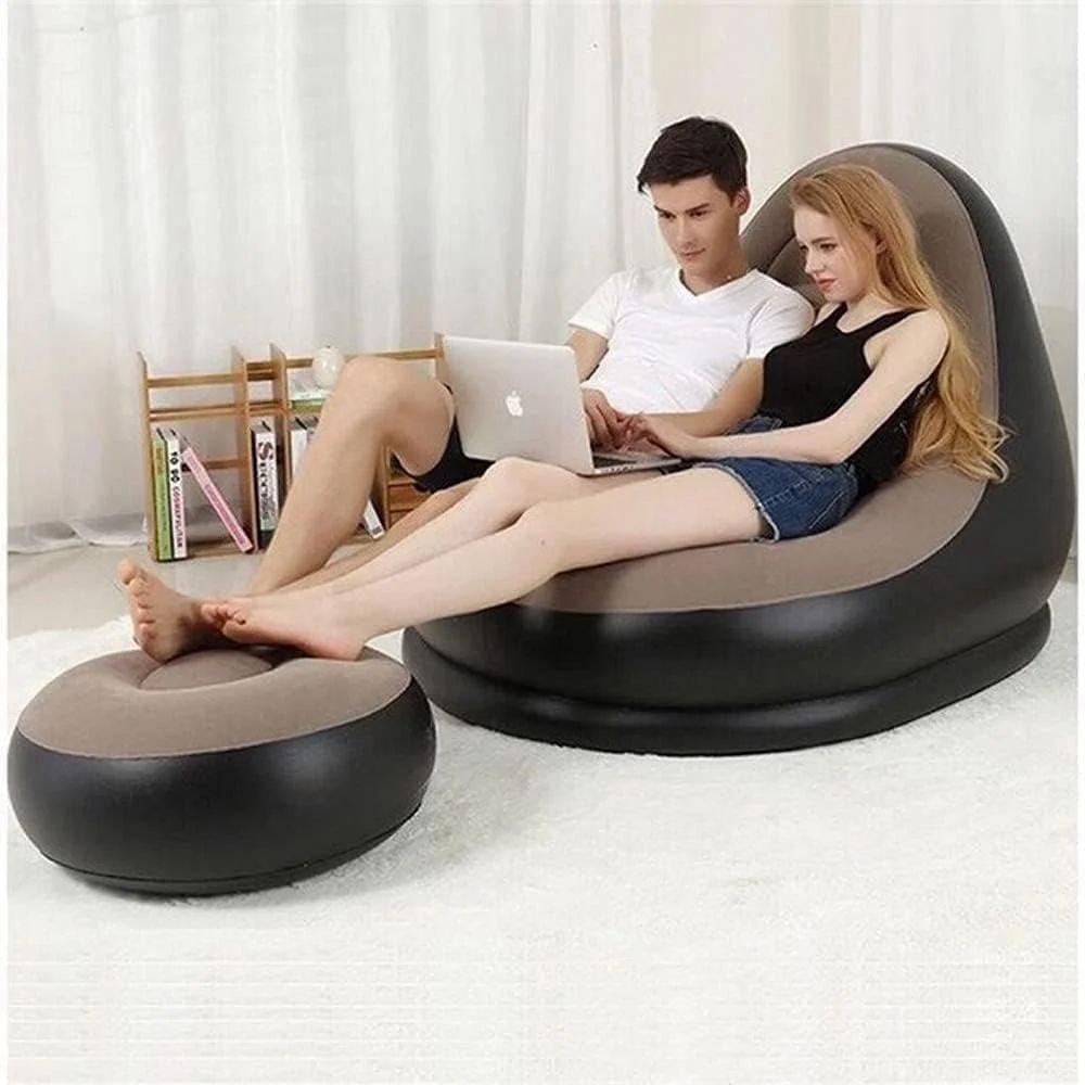 Single Size Inflatable Lounge Chair with Footstool