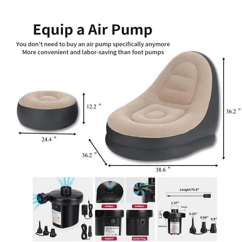 Single Size Inflatable Lounge Chair with Footstool