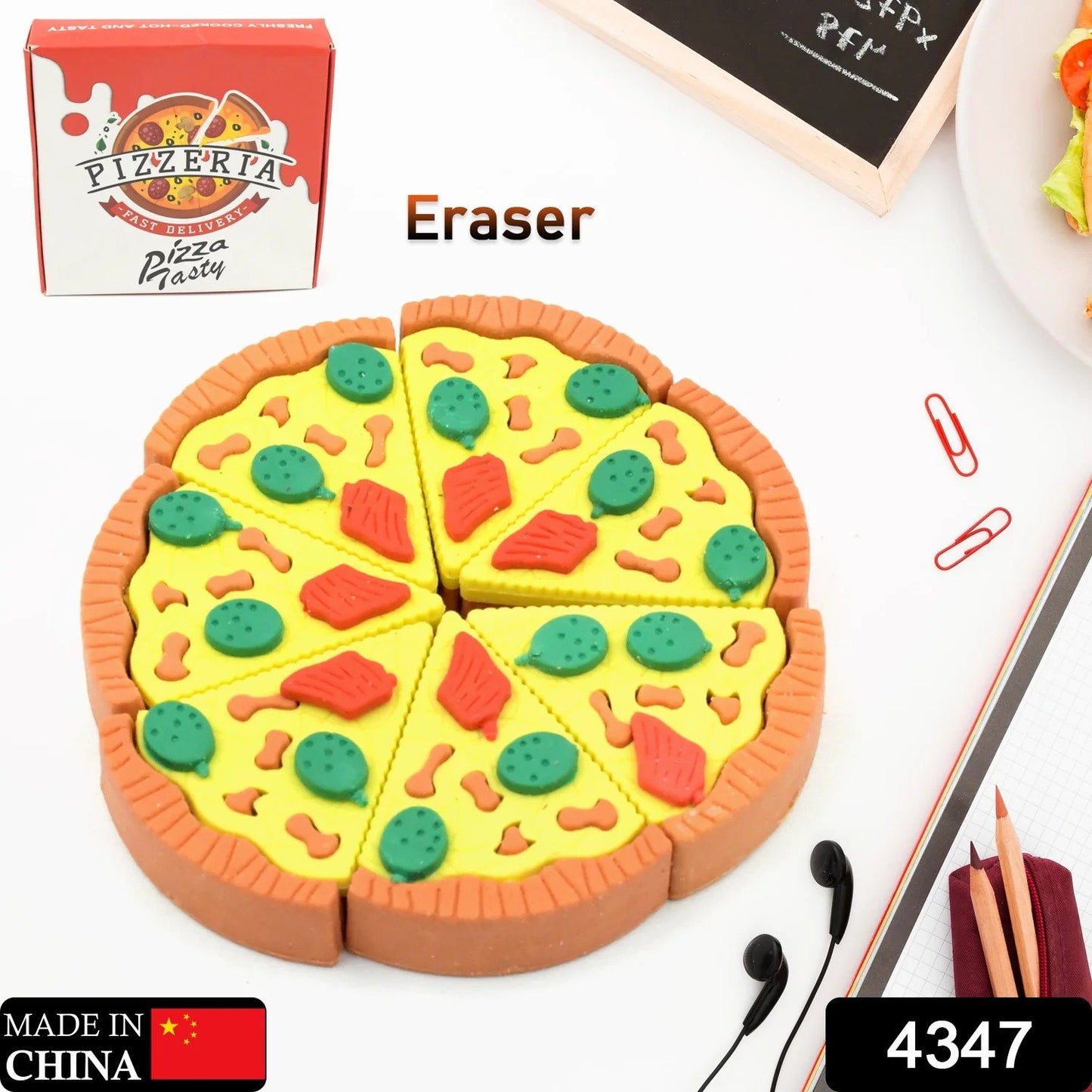 Pizza Slice Puzzle Eraser – Fun Pizza-Shaped Eraser in Mini Pizza Box