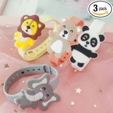 Anti-mosquito bracelet, mosquito repellent, insect protection hand band Child cartoon Panda Elephant Lion (Random Animals)