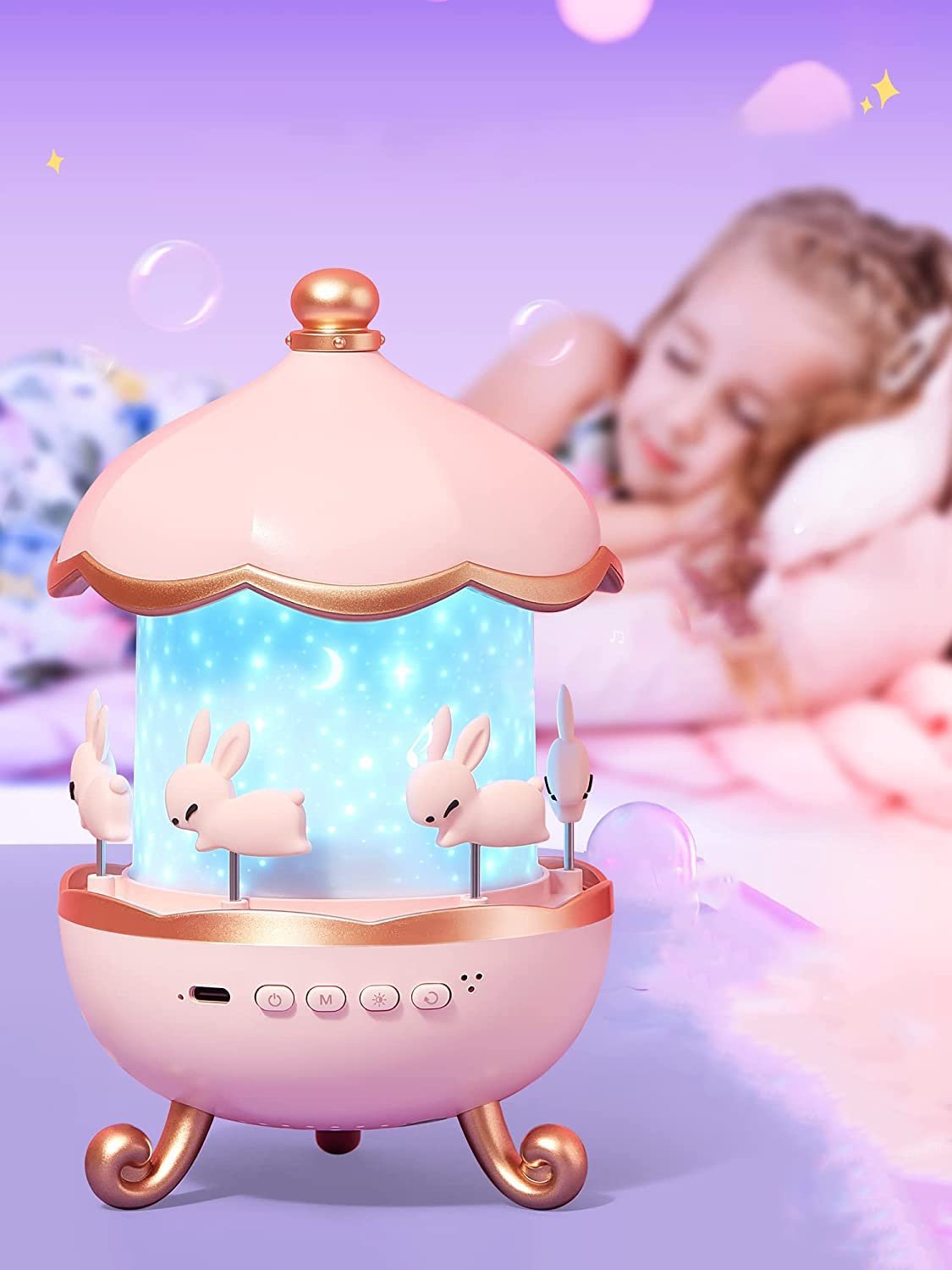 Bunny's Carousel  Magical LED Night Light Projector Lamp