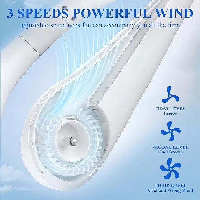 Vaneless Hanging Neck Fan – Model X9 | USB Rechargeable | Hands-Free Wearable Fan