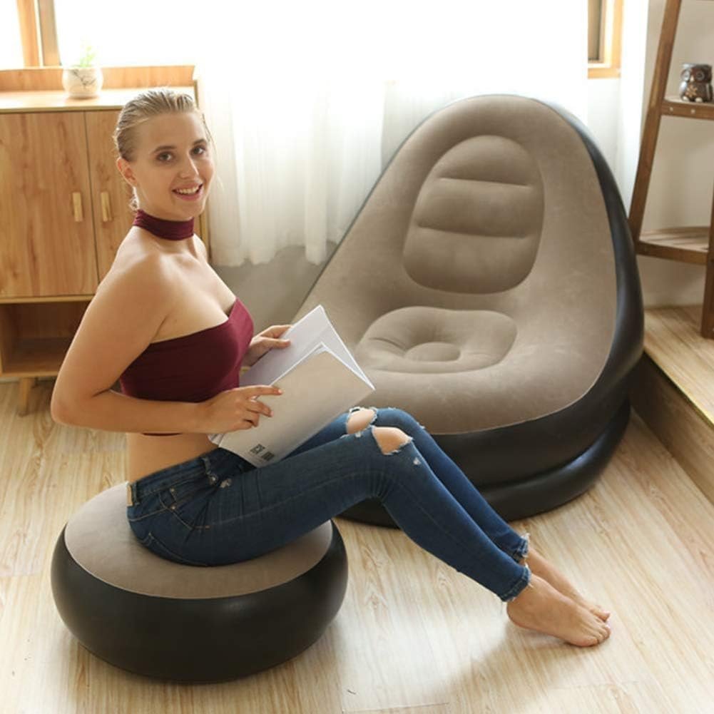 Single Size Inflatable Lounge Chair with Footstool
