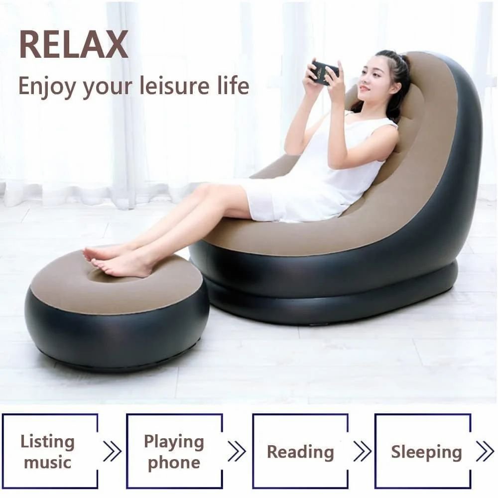 Single Size Inflatable Lounge Chair with Footstool