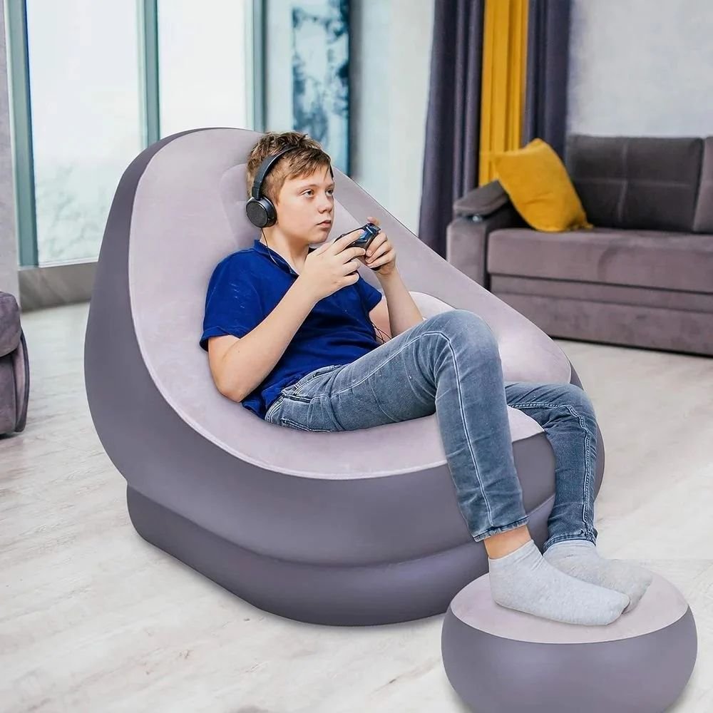 Single Size Inflatable Lounge Chair with Footstool