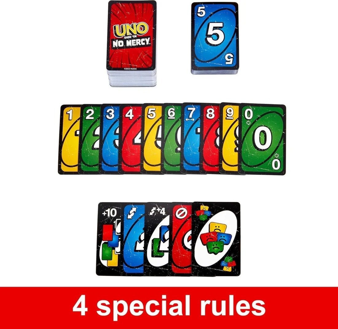 UNO - Show No Mercy Card Game Fast-Paced Fun for All Ages (Pack of 1)
