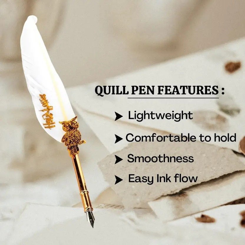 Harry Potter FeatherPen Set Vintage Quill Feather Pen Ink Set Antique Calligraphy Writing Pen Best Antique Executive Gift (Long)
